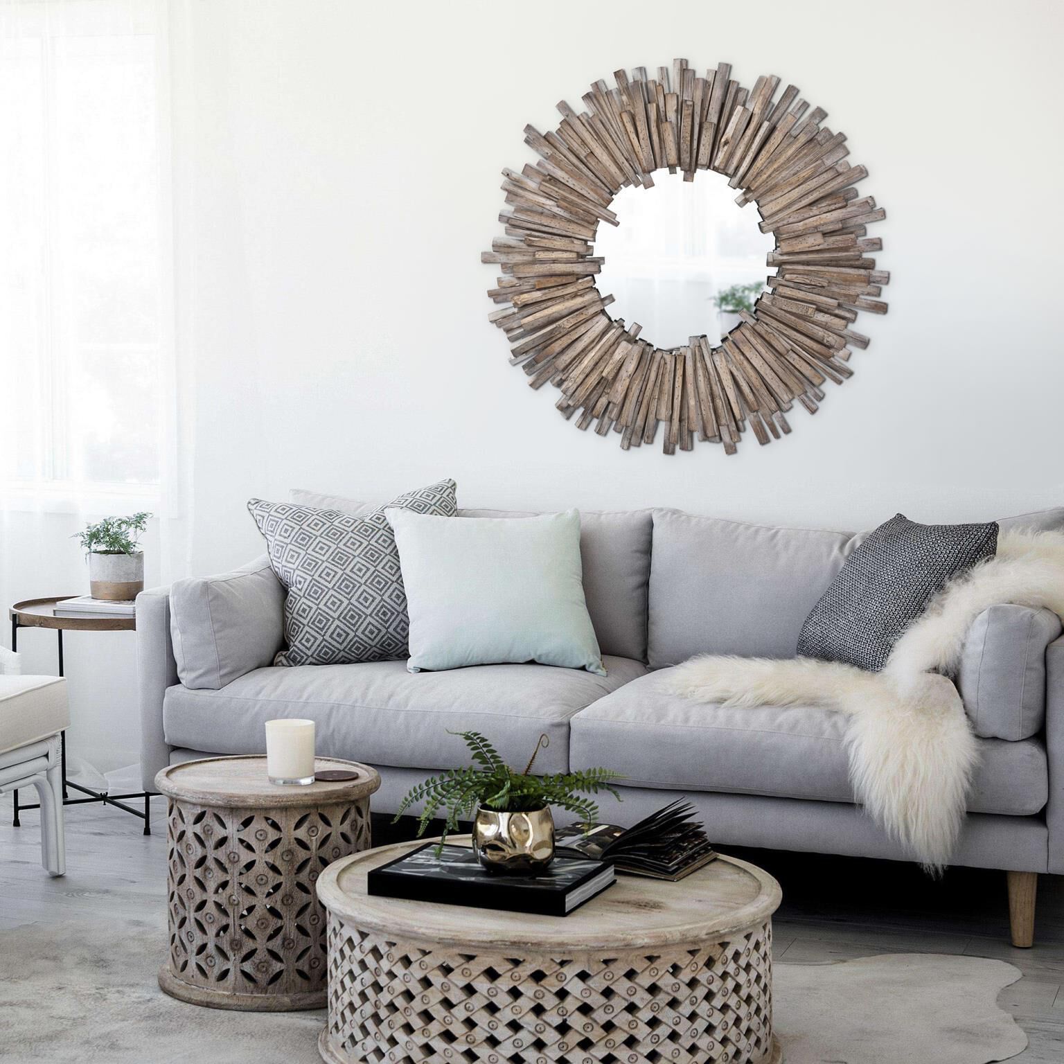 Durango 37 X 37 inch Natural/Gray Mirror