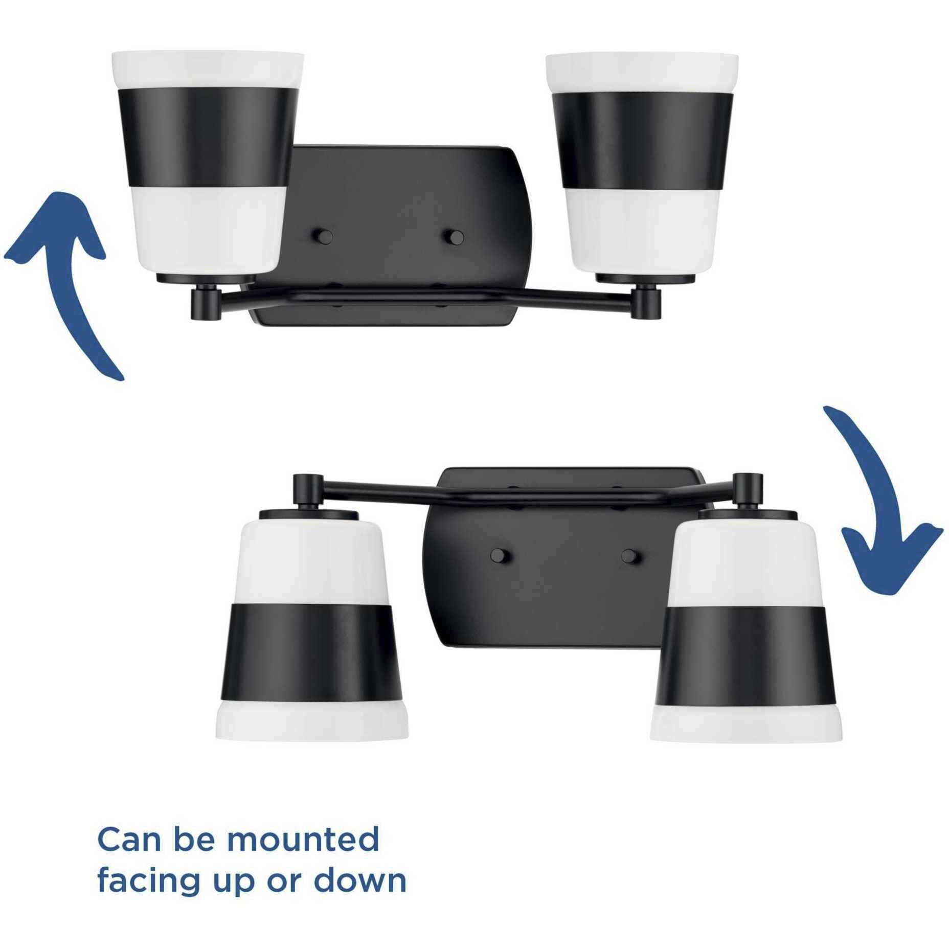 Haven 2 Light 16 inch Matte Black Bath Light Wall Light