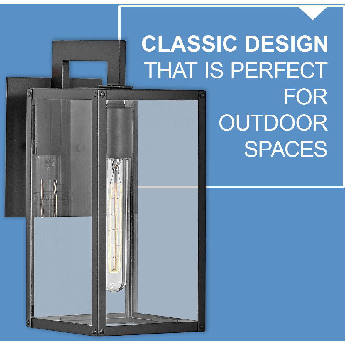 Max Outdoor Wall Mount Lantern in Black, Non-LED