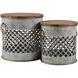 Parla 18 X 18 inch Galvanized with Brown Accent Table, Set of 2