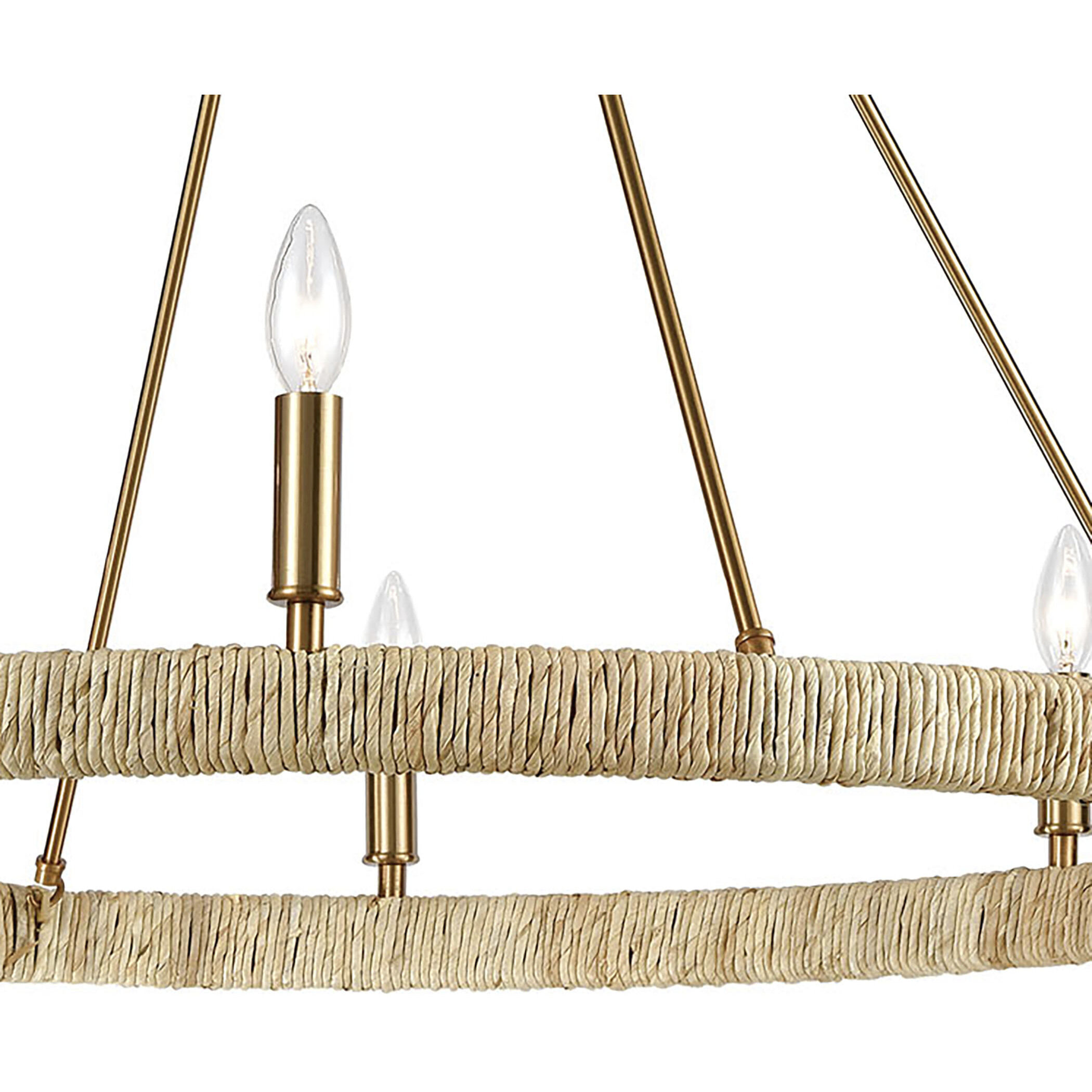 Abaca 8 Light 36 inch Satin Brass Chandelier Ceiling Light