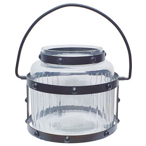 Glass 11 X 9 inch Decorative Lantern, With Handle