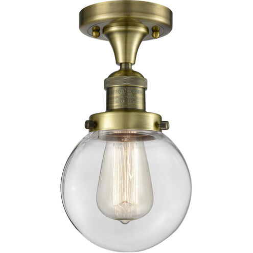 Franklin Restoration XX-Large Beacon 1 Light 12 inch Antique Brass Semi-Flush Mount Ceiling Light in Incandescent, Clear Glass, Franklin Restoration