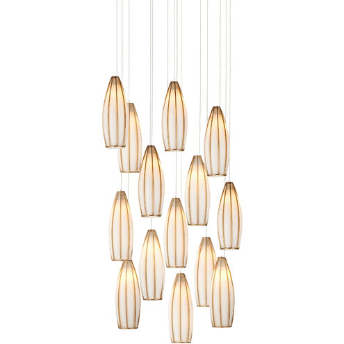 Parish 15 Light 21 inch White/Antique Brass/Silver Multi-Drop Pendant Ceiling Light