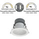 Quartz Matte Powder White Recessed LED Downlight, Selectable Lumens, Selectable CCT
