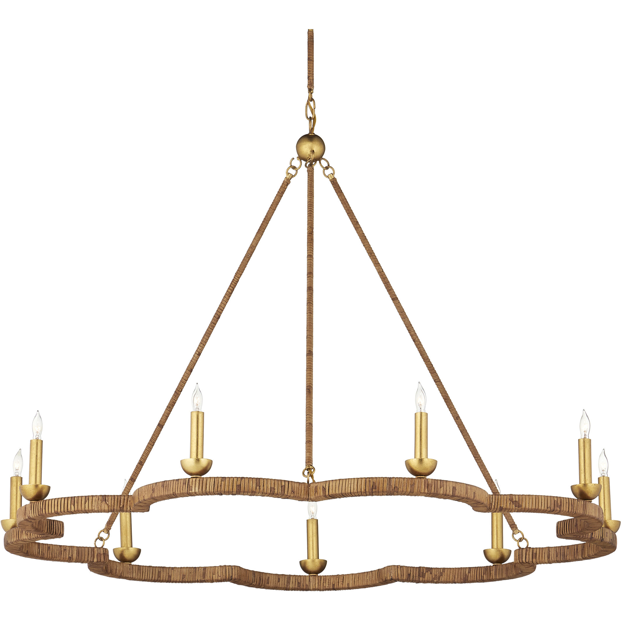 Savoie 9 Light 43 inch Natural/Contemporary Gold Leaf Chandelier Ceiling Light, Suzanne Duin Collection