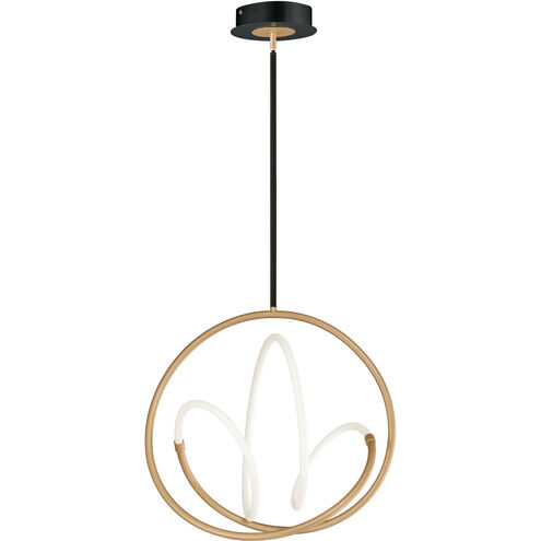 Mobius LED 20 inch Black and Gold Single Pendant Ceiling Light