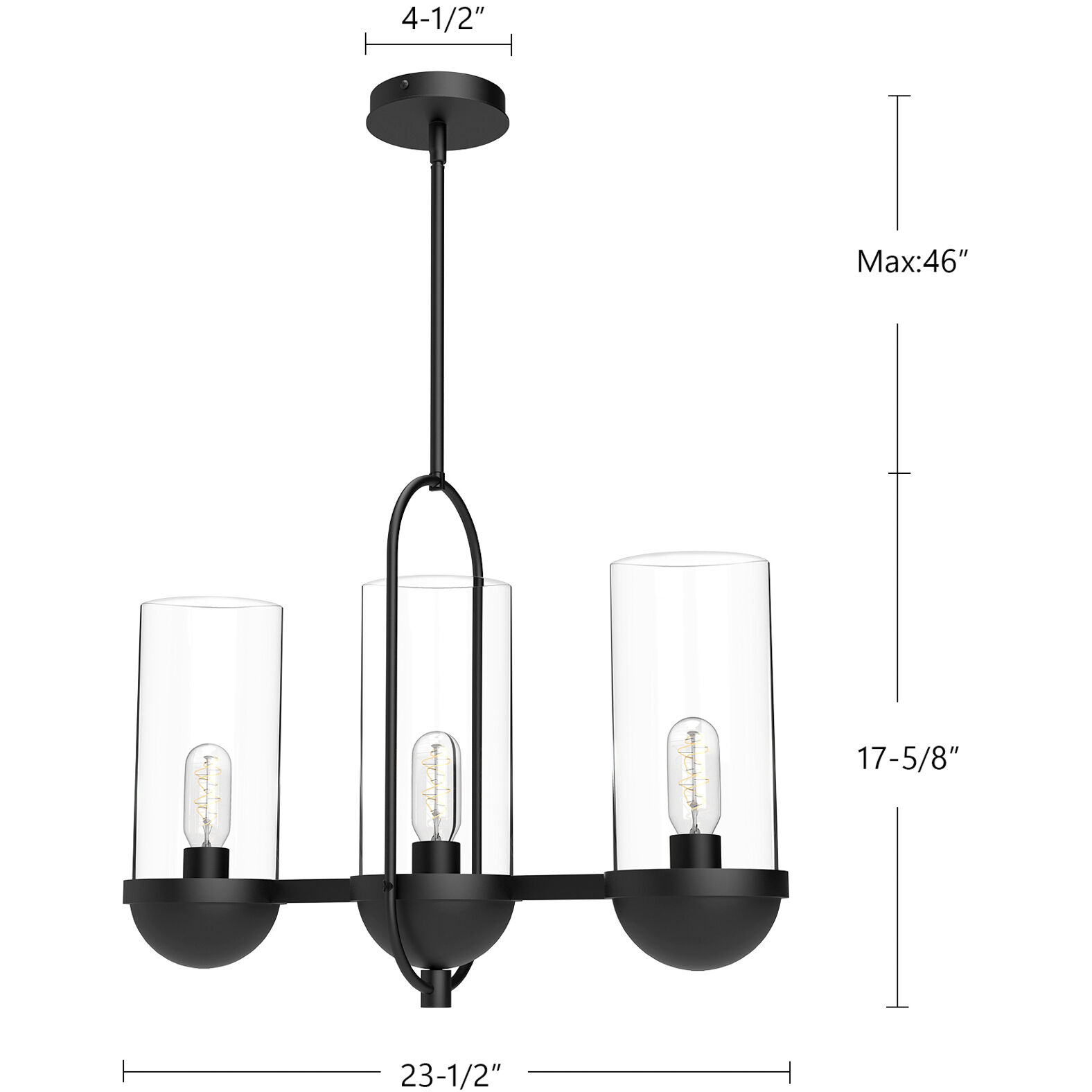 Alora Mood Cyrus 3 Light 23.5 inch Clear Glass/Matte Black Linear Pendant Ceiling Light
