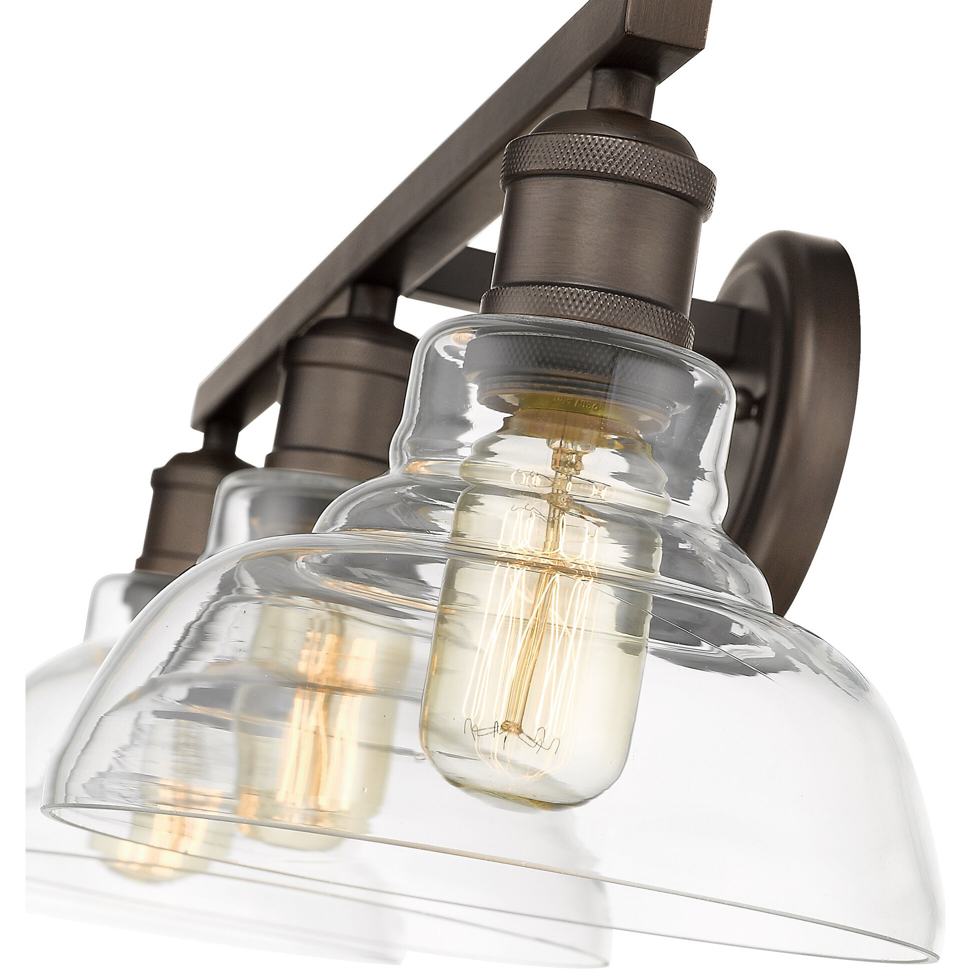 Yep Carver Vanity Wall Light in Rubbed Bronze, Clear Glass