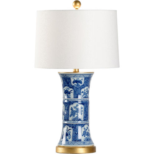 Chelsea House 27 inch 100.00 watt Blue/White Glaze/Hand Painted/Antique Gold Leaf Table Lamp Portable Light