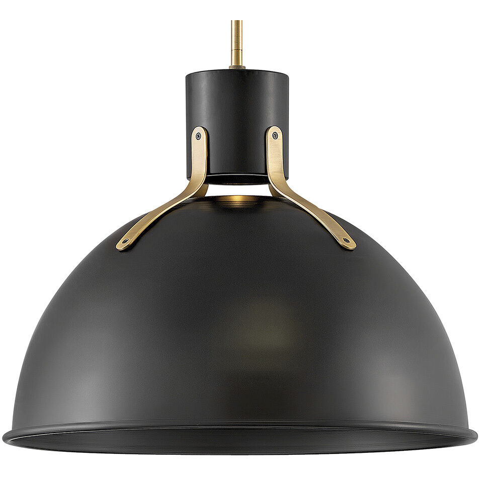 Argo LED 20 inch Satin Black with Lacquered Brass Indoor Pendant Ceiling Light
