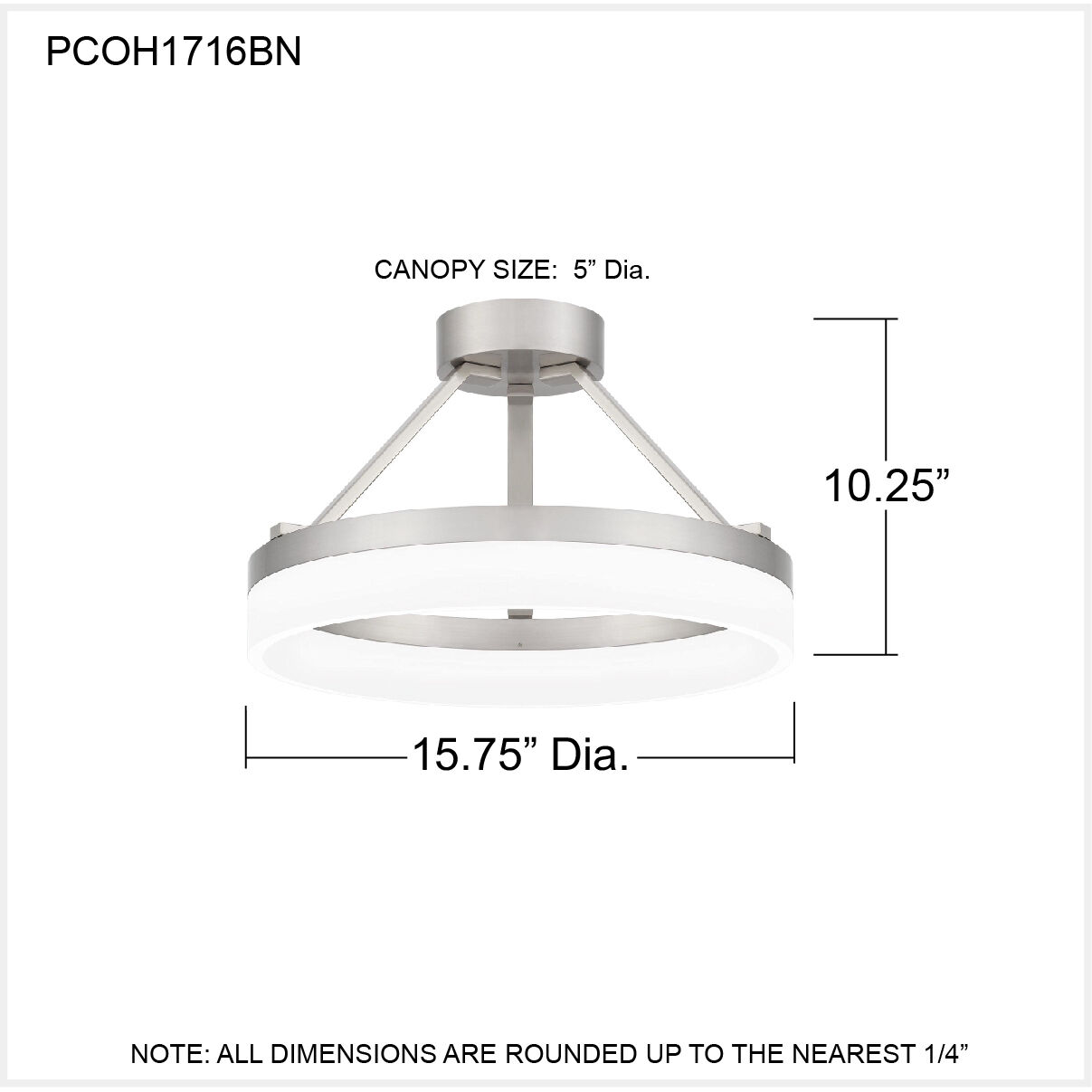 Cohen 15.75 inch Brushed Nickel Semi-Flush Mount Ceiling Light