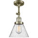 Franklin Restoration Large Cone LED 8 inch Antique Brass Sconce Wall Light in Seedy Glass, Franklin Restoration