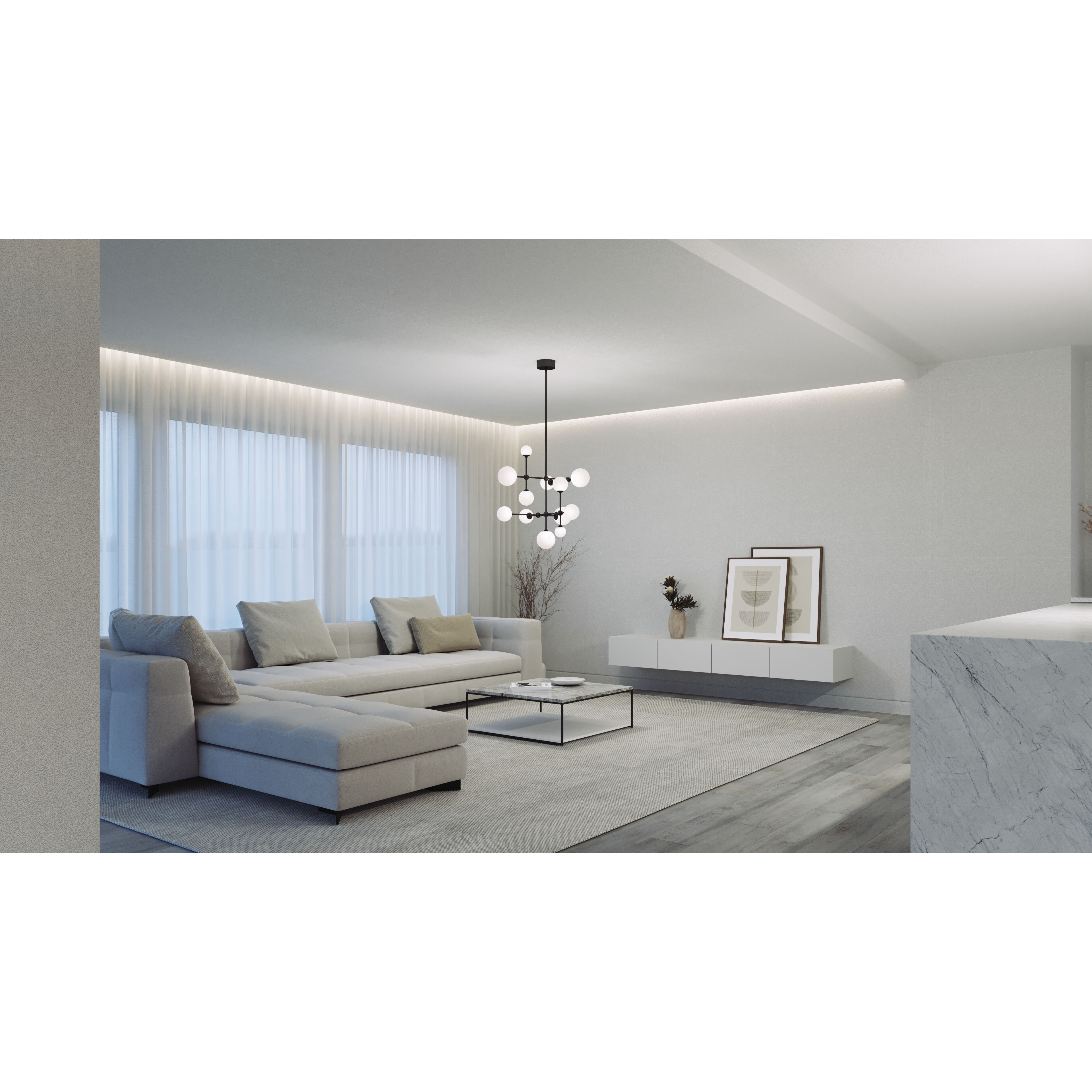 Sabon LED 29 inch Satin Black Pendant Ceiling Light