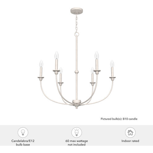 Southcrest 6 Light 30 inch Distressed White Chandelier Ceiling Light