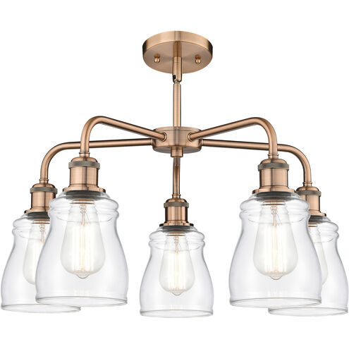 Ellery 5 Light 22.75 inch Antique Copper Chandelier Ceiling Light in Clear