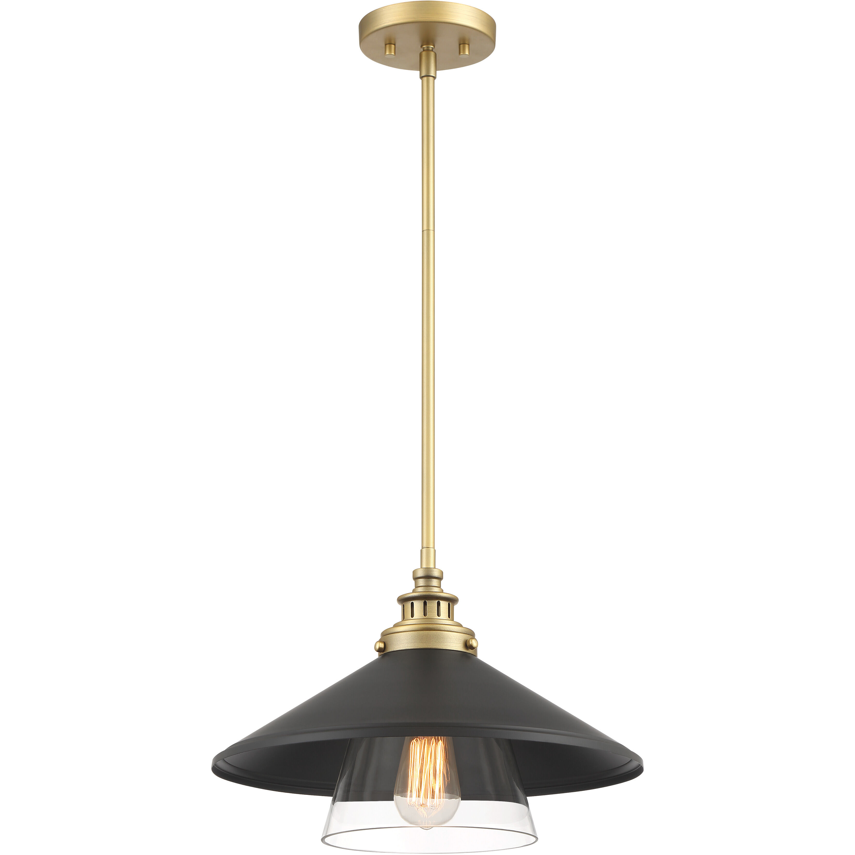Segan 1 Light 15 inch Coal & Soft Brass (Painted) Mini Pendant Ceiling Light, Outdoor