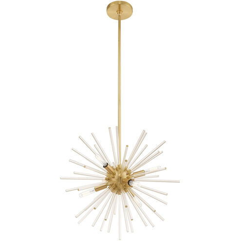 Utopia 6 Light 20 inch Satin Brass Pendant Chandelier Ceiling Light