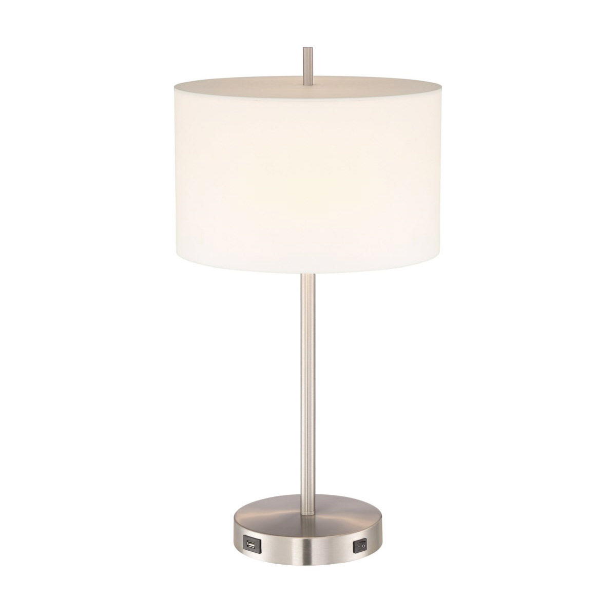 Hotel B 25 inch 100 watt Satin Nickel Table Lamp Portable Light, Bolt Down Stand