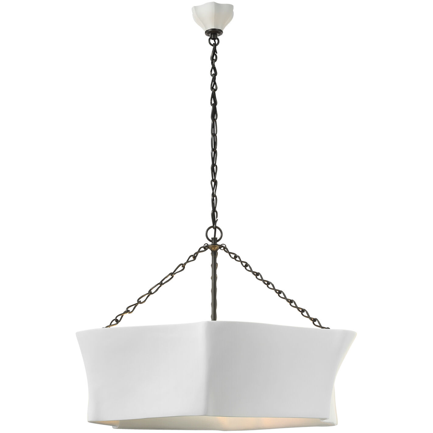 AERIN Ayers LED 30.5 inch Bronze and Plaster White Sculptural Chandelier Ceiling Light
