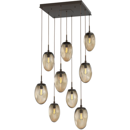 Meteo Incandescent 9 Light Flat Bronze Chandelier Ceiling Light, Square Multi-Port