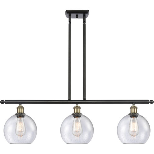 Ballston Athens LED 36 inch Black Antique Brass Island Light Ceiling Light in Seedy Glass, Ballston