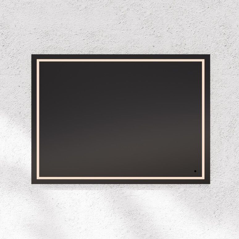 Track 36 X 36 inch Black LED Lighted Mirror, Vanita by Oxygen