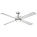 Modern 56 inch Brushed Nickel with Silver/Matte White Blades Ceiling Fan