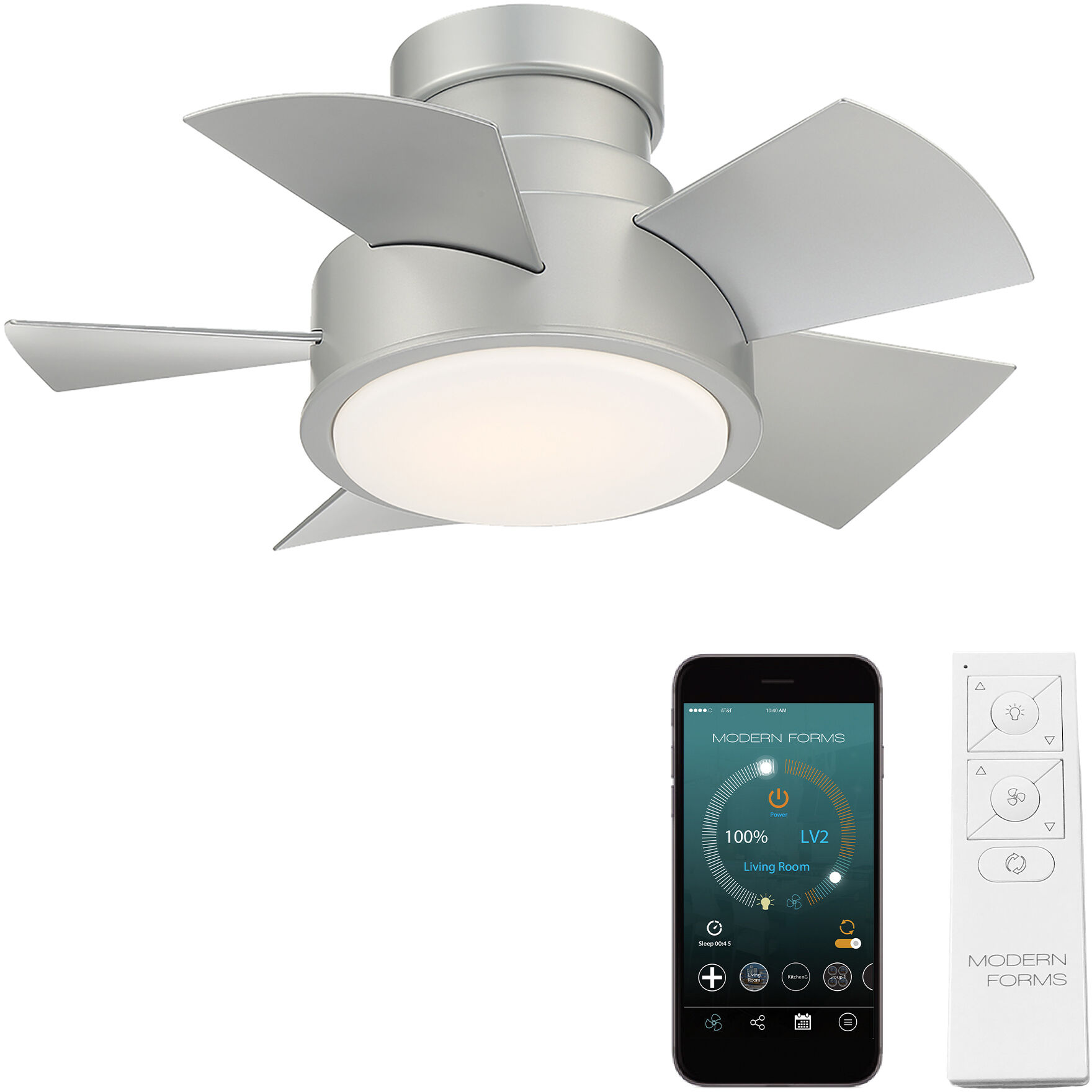 Vox 26 inch Titanium Flush Mount Ceiling Fan in 2700K