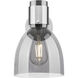 Downtown Urban Lawton Bell Armed Sconce Wall Light in Satin Nickel, Light Smoke Glass