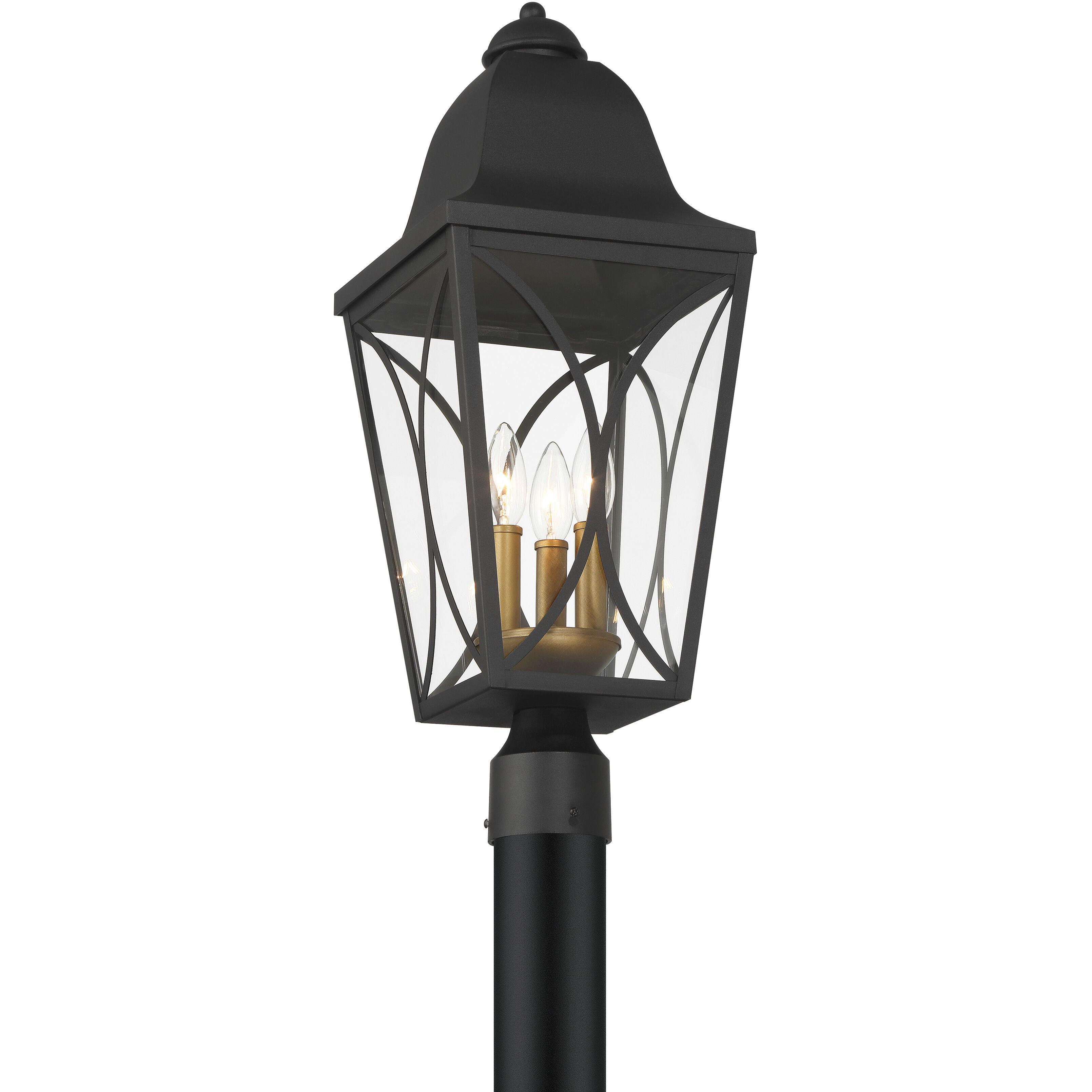 Cardigan 3 Light 23.75 inch Sand Coal and Olden Brass Outdoor Post Lantern, Great Outdoors