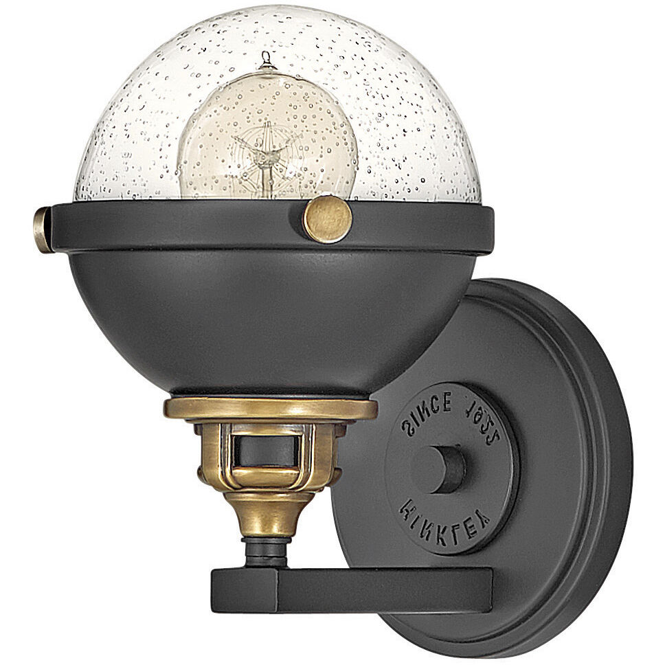 Fletcher 1 Light 7.75 inch Black with Heritage Brass Vanity Light Wall Light