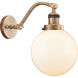 Franklin Restoration Large Beacon 1 Light 8 inch Brushed Brass Sconce Wall Light in Matte White Glass, Franklin Restoration