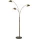 Bolton 77 inch 7.00 watt Antique Brass Arc Lamp Portable Light, 3-Arm