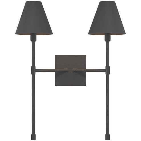 Jefferson 2 Light 16 inch Matte Black Wall Sconce Wall Light