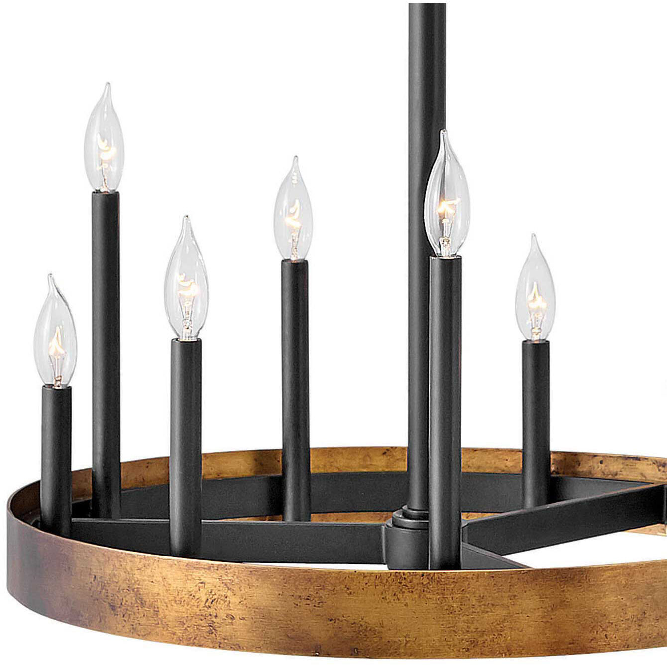 Wells 9 Light 24 inch Weathered Brass with Black Indoor Chandelier Ceiling Light