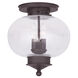 Harbor 3 Light 11 inch Bronze Semi-Flush Mount Ceiling Light