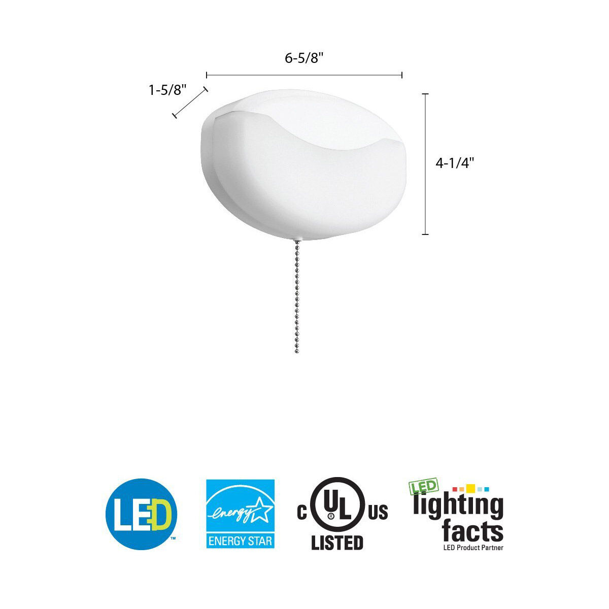 Indoor 1 Light 7 inch Gloss White Flush Mount Ceiling Light, Pull chain