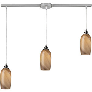 Sandstone 3 Light 36 inch Satin Nickel Multi Pendant Ceiling Light in Incandescent, Linear with Recessed Adapter, Configurable