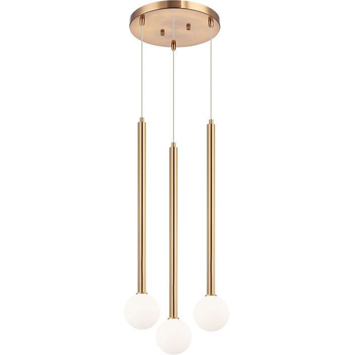 Reigndrop 3 Light 11 inch Aged Gold Brass Pendant Ceiling Light