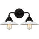 Nouveau 2 Halophane 2 Light 17 inch Matte Black Bath Vanity Light Wall Light in Matte White Halophane Glass