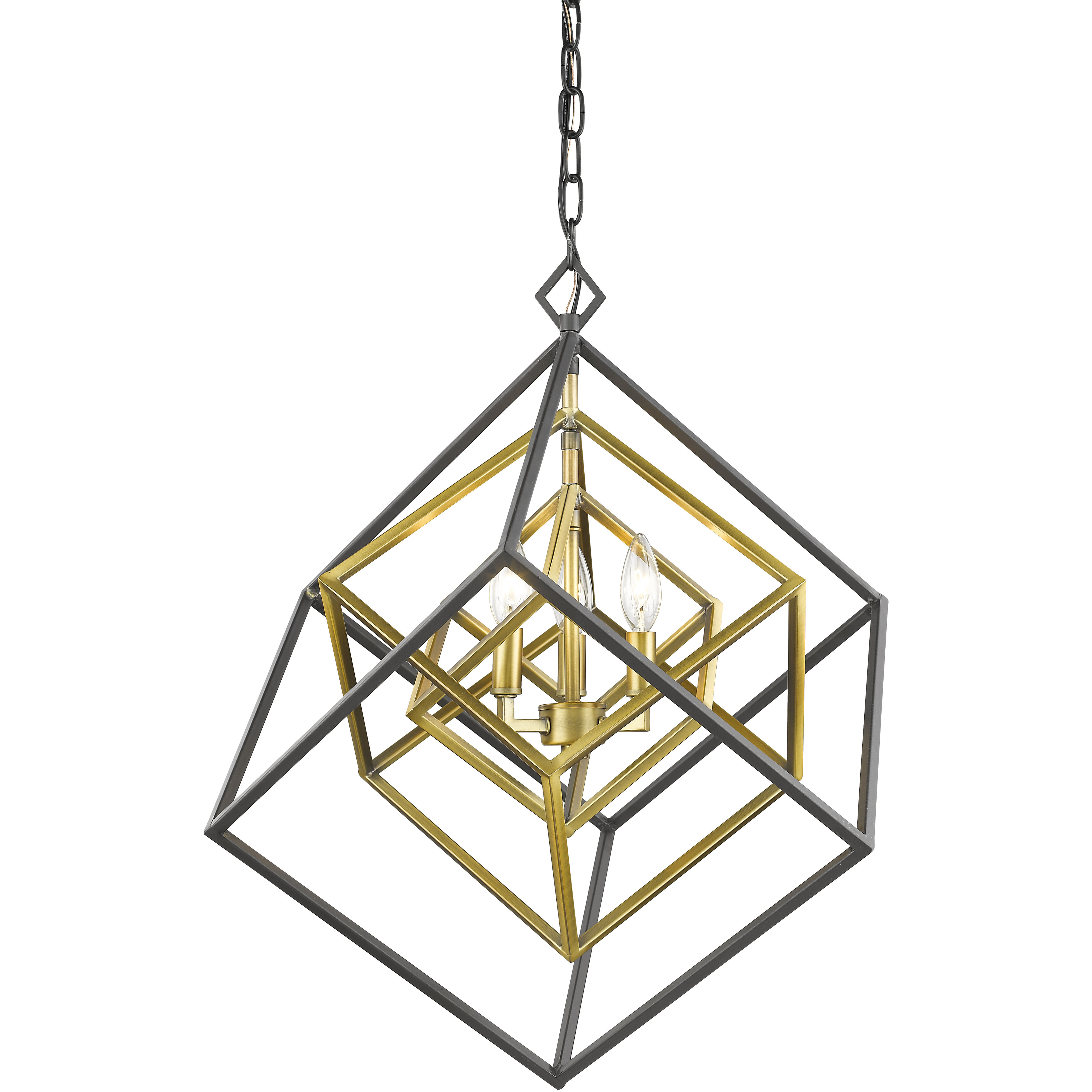 Euclid 3 Light 23 inch Olde Brass and Bronze Chandelier Ceiling Light