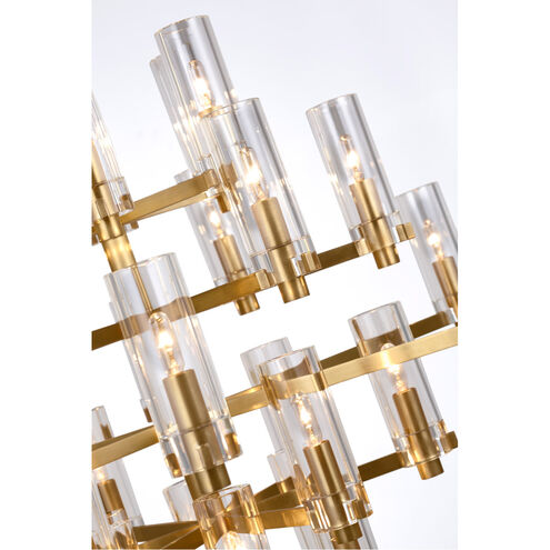 Chapman & Myers Sonnet LED 42 inch Antique-Burnished Brass Chandelier Ceiling Light in Clear Glass, Large