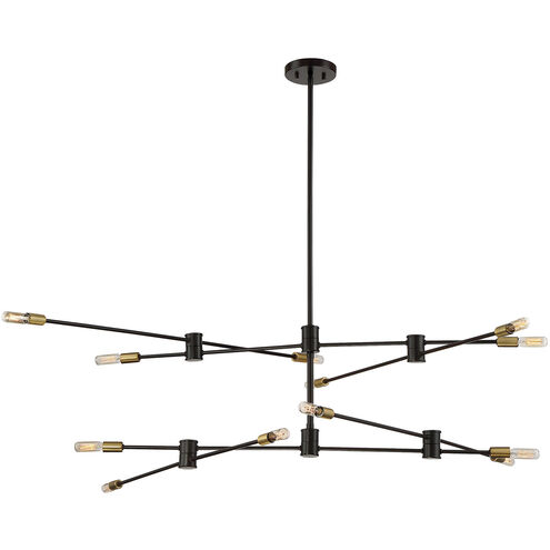 Lyrique 12 Light 54.25 inch Bronze with Brass Accents Chandelier Ceiling Light