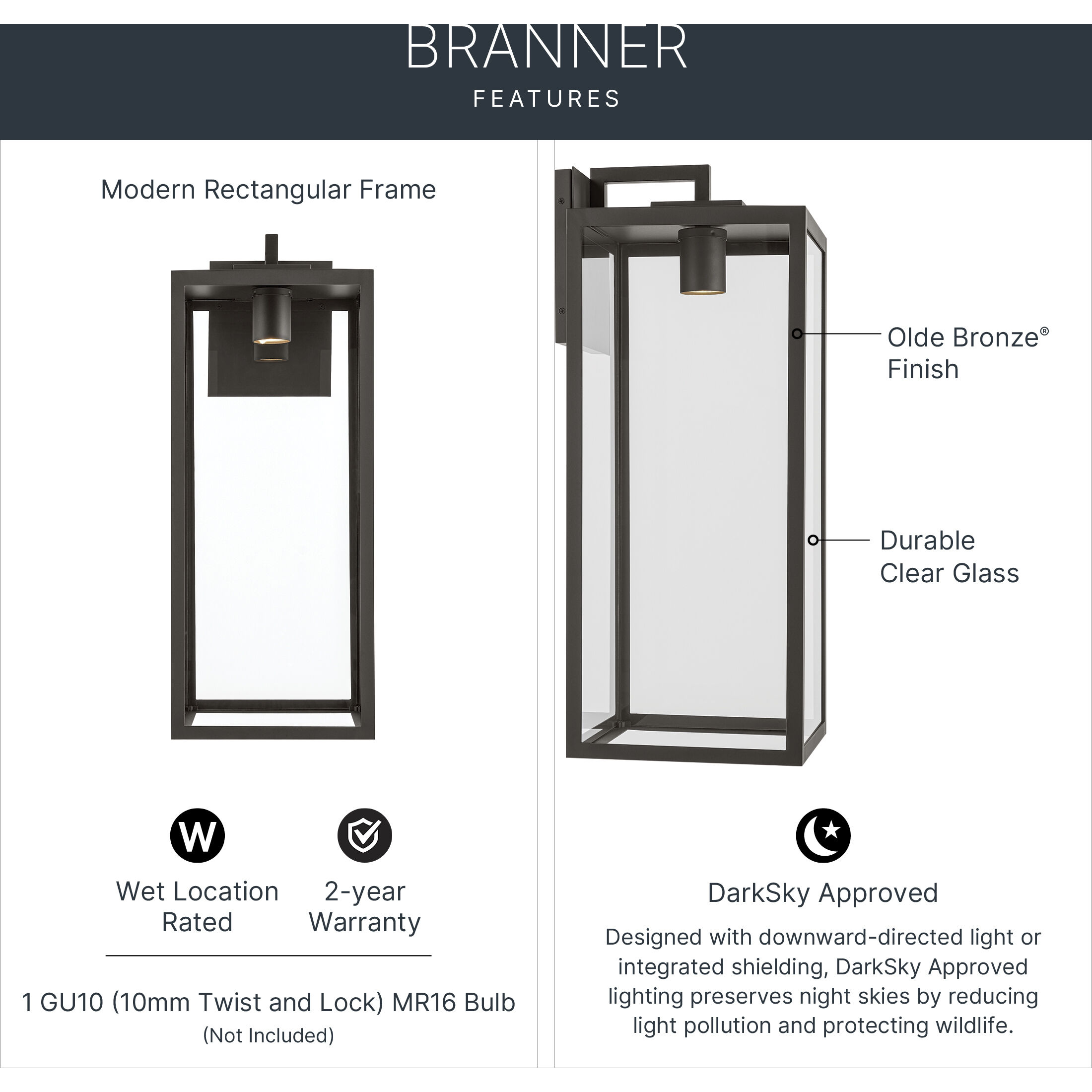 Branner 1 Light 30 inch Olde Bronze Outdoor Wall Light