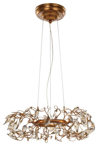 Crystal Garden 6 Light 18 inch Gold Leaf Multi-Light Pendant Ceiling Light