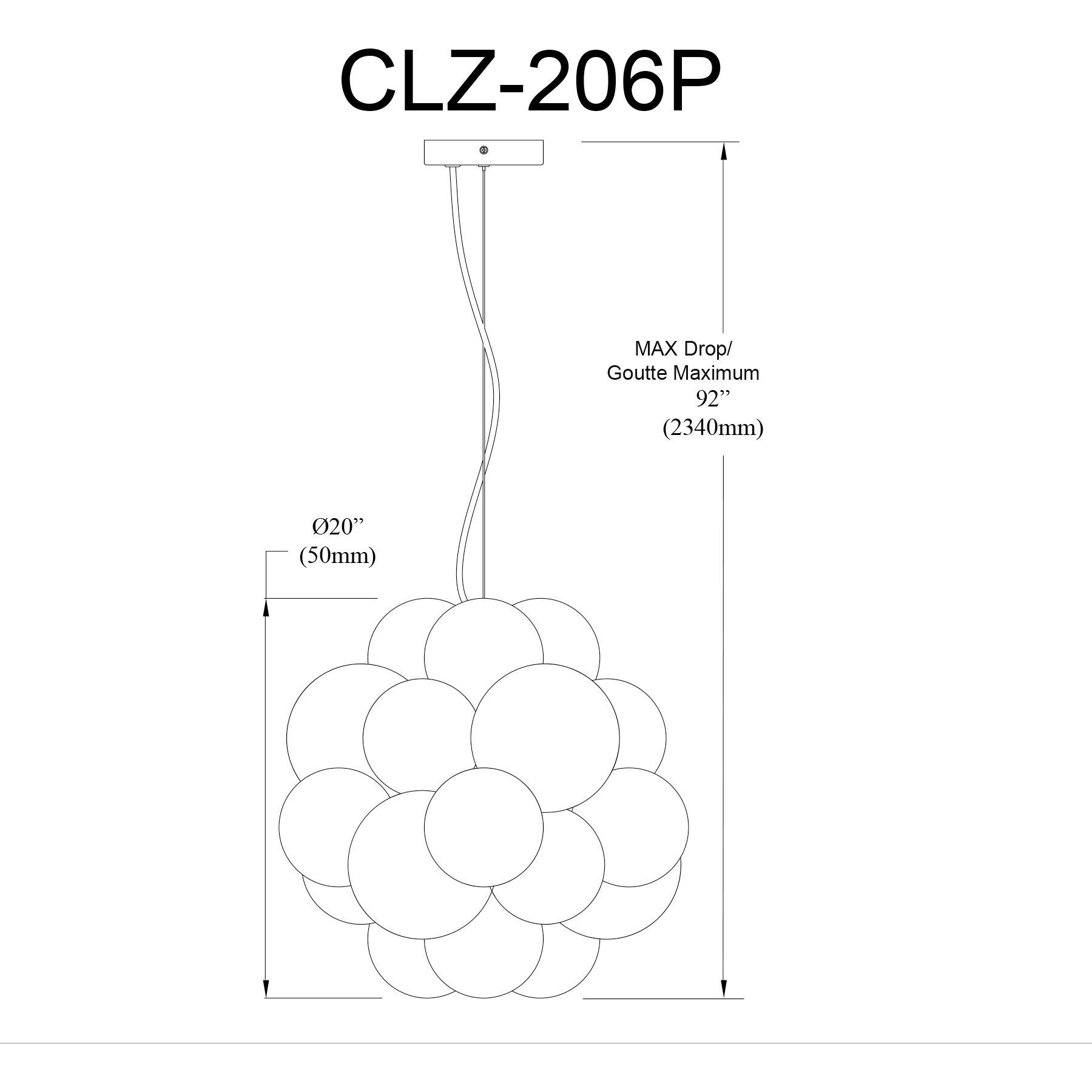 Charlize 6 Light 20 inch Polished Chrome Single Drop Pendant Ceiling Light