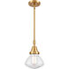 Franklin Restoration Olean 1 Light 7 inch Satin Gold Mini Pendant Ceiling Light in Seedy Glass