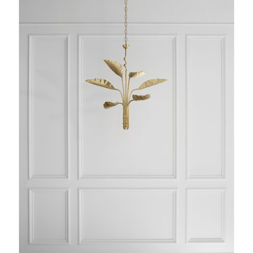 Julie Neill Dumaine 6 Light 41.75 inch Antique-Burnished Brass Pierced Leaf Chandelier Ceiling Light, Medium