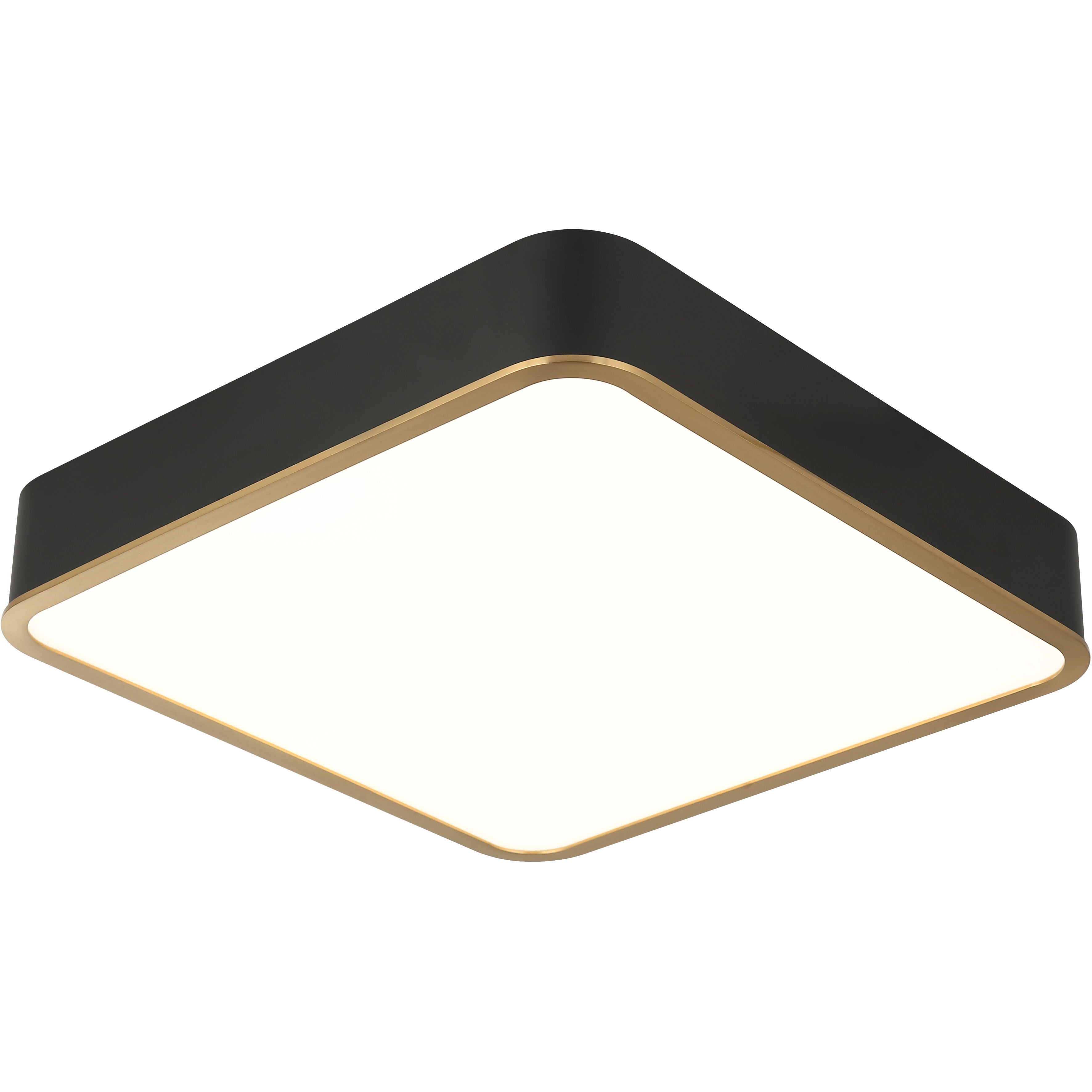 Ainslay LED 15 inch Black and Aged Gold Brass Flush Mount Ceiling Light